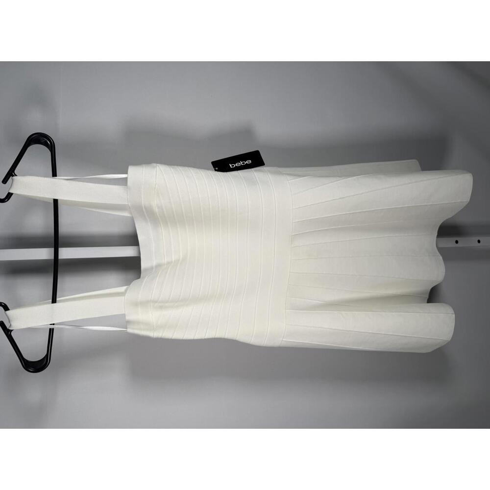 NWT Bebe Bandage Square neck White Mini Dress Size M - Picture 2 of 9